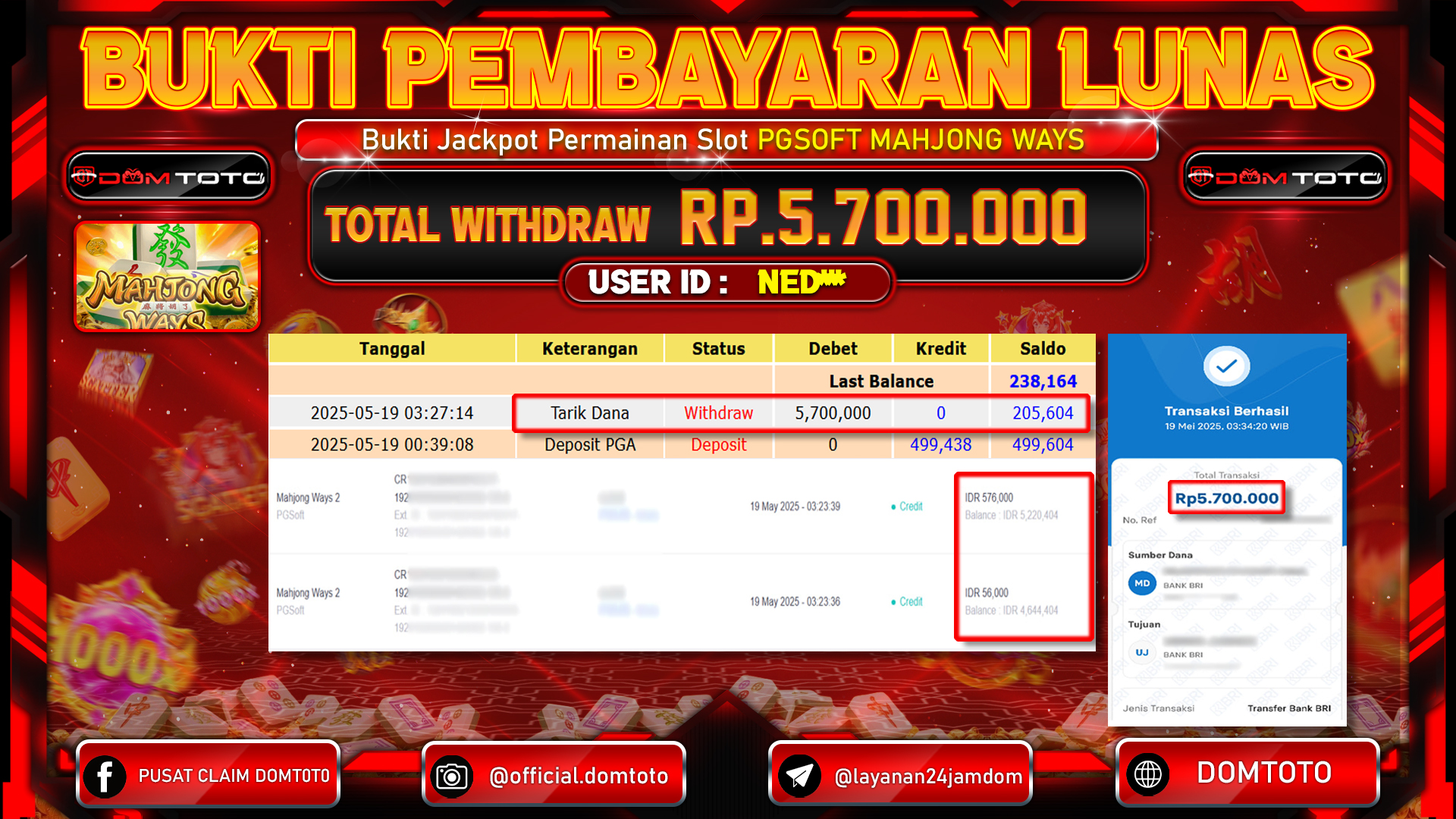 JACKPOT SLOT MAHJONG WAYS 19 MEI 2025
